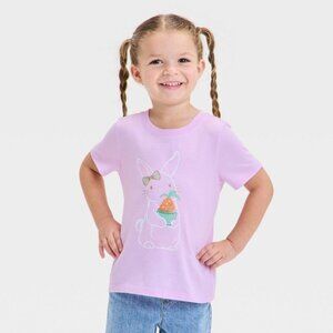 NWT Toddler Girls' Bunny Graphic T-Shirt - Cat & Jack™ Light Purple 2T: Crew Nec